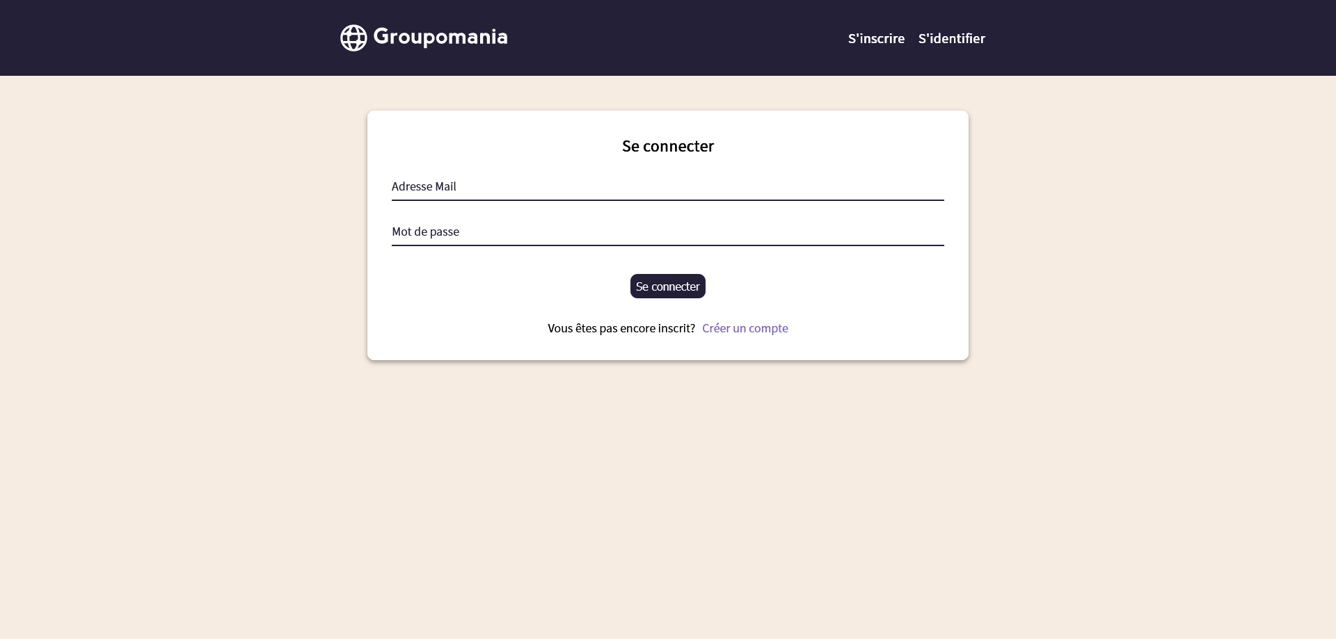 Image de la page de connexion du site Goupomania